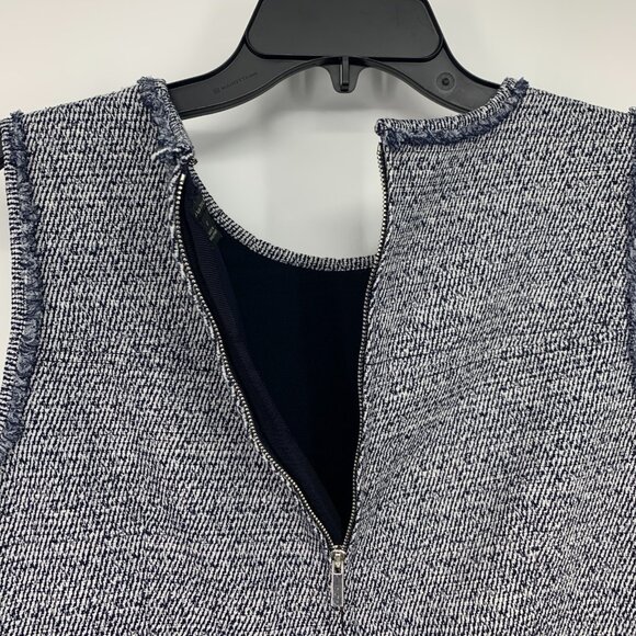 Ann Taylor Dress Blue Tweed A Line Flare Sleeveless Pockets - Picture 12 of 13